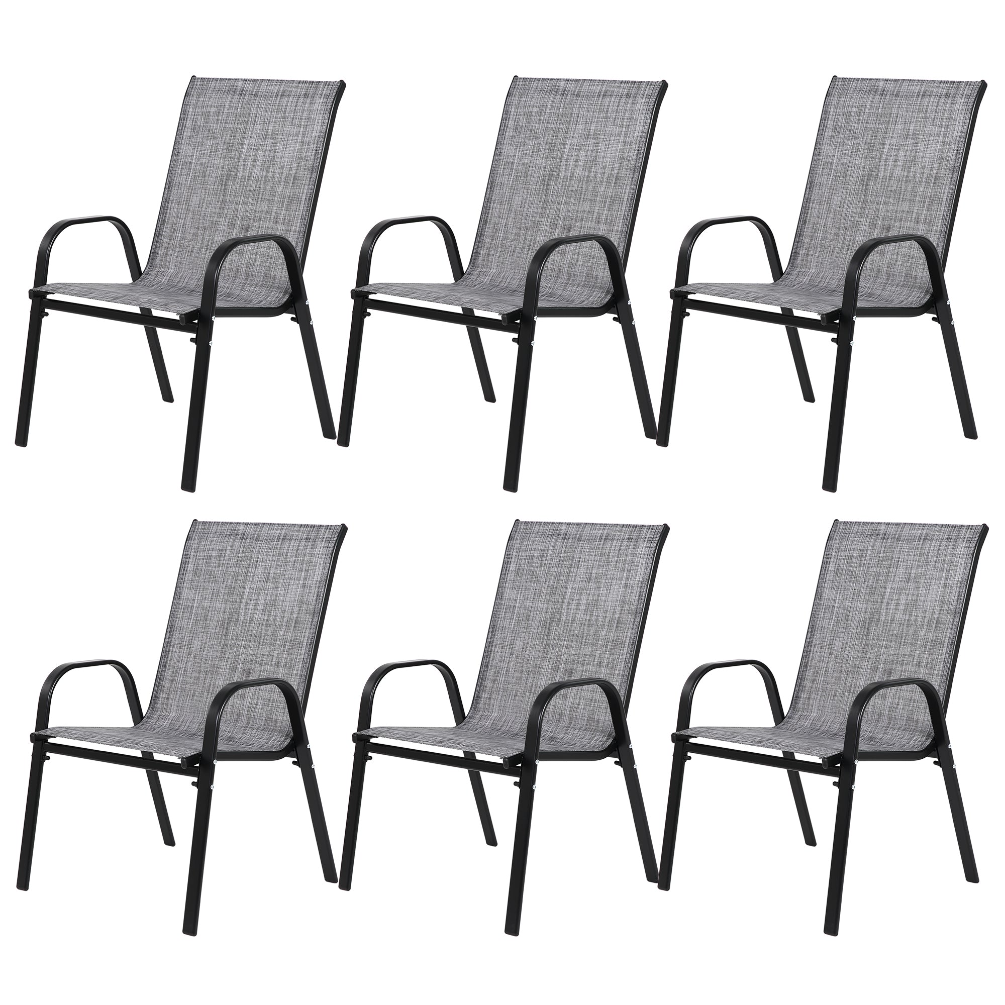 6 Piece Patio Chairs, Outdoor Camping Chairs With Breathable Textilene Fabric, Set Of 2 Garden Chairs With Armrest High