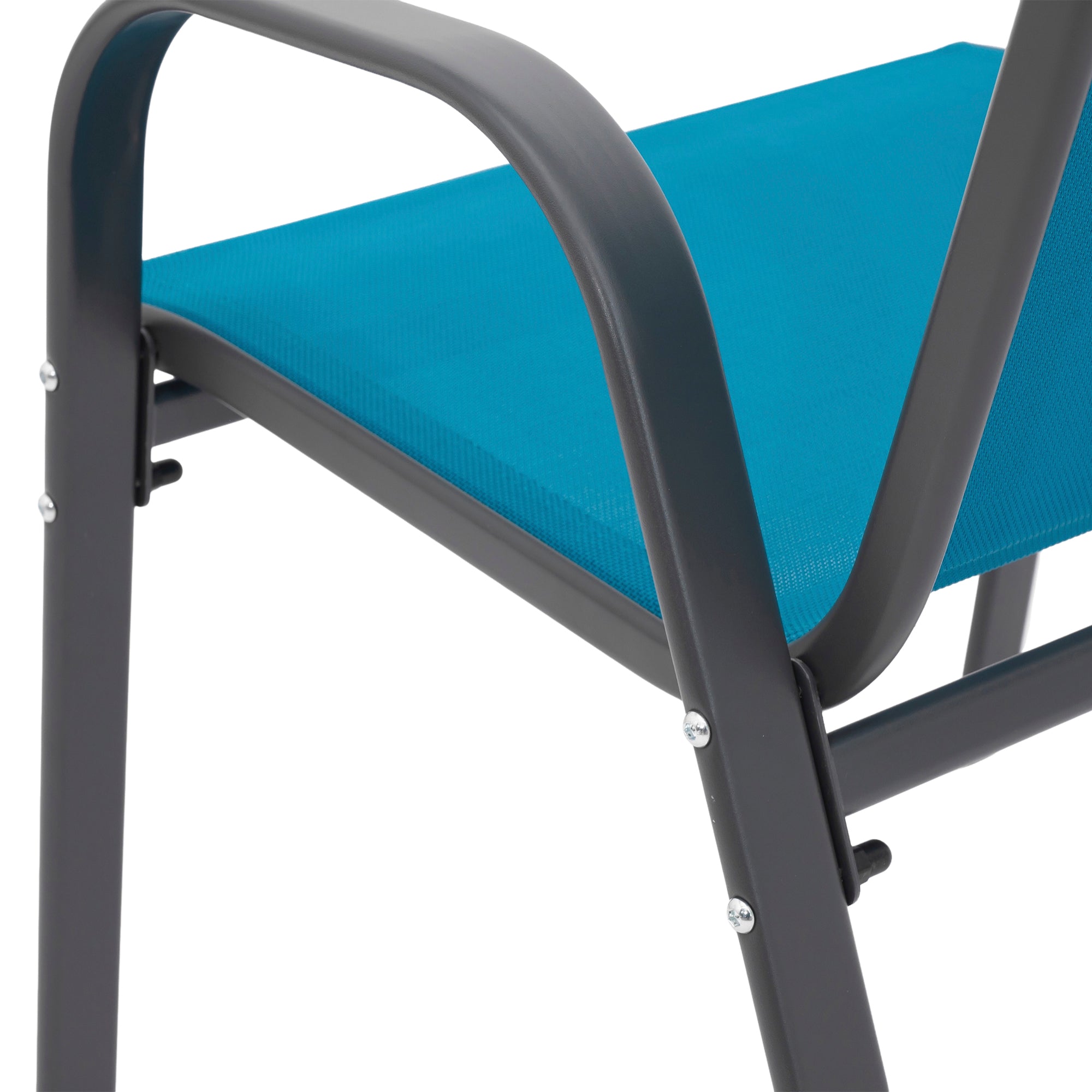 6Piece Patio Chairs, Outdoor Camping Chairs With Breathable Textilene Fabric, Set Of 6 Garden Chairs With Armrest High B