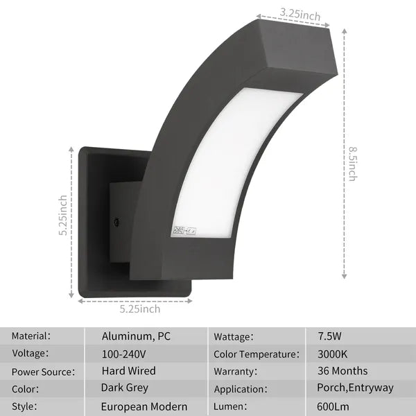 Inowel Wall Lights Outdoor Wall Sconce Modern LED Patio Porch Lights Aluminum Exterior Light Fixture Waterproof IP54 For