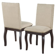TREXM Set Of 2 Dining Chairs Wood Upholstered Fabirc Dining Room Chairs With Nailhead  Espresso
