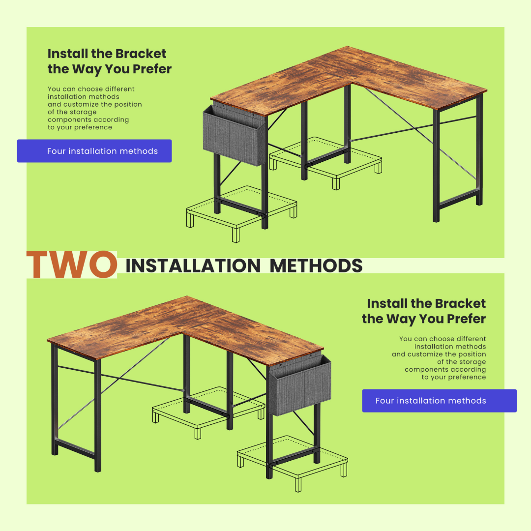 49-Inch L Shaped Desk - Computer Desk Corner Desks Gaming Desk PC Table, With CPU Stand Side Bag For Home Office Dorm St