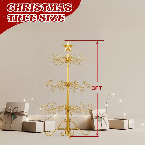 3ft Wrought Iron Christmas Tree, Metal Ornament Display Tree Stand For For Holiday Party Home Decor, Indoor & Outdoor De