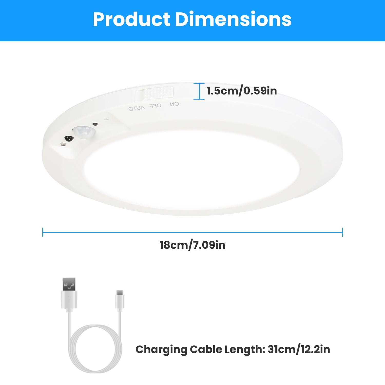 1Pack Magnetic Flush Ceiling Light Rechargeable Motion Sensor Ceiling Light Wireless Ceiling Light With Timer Remote Ste