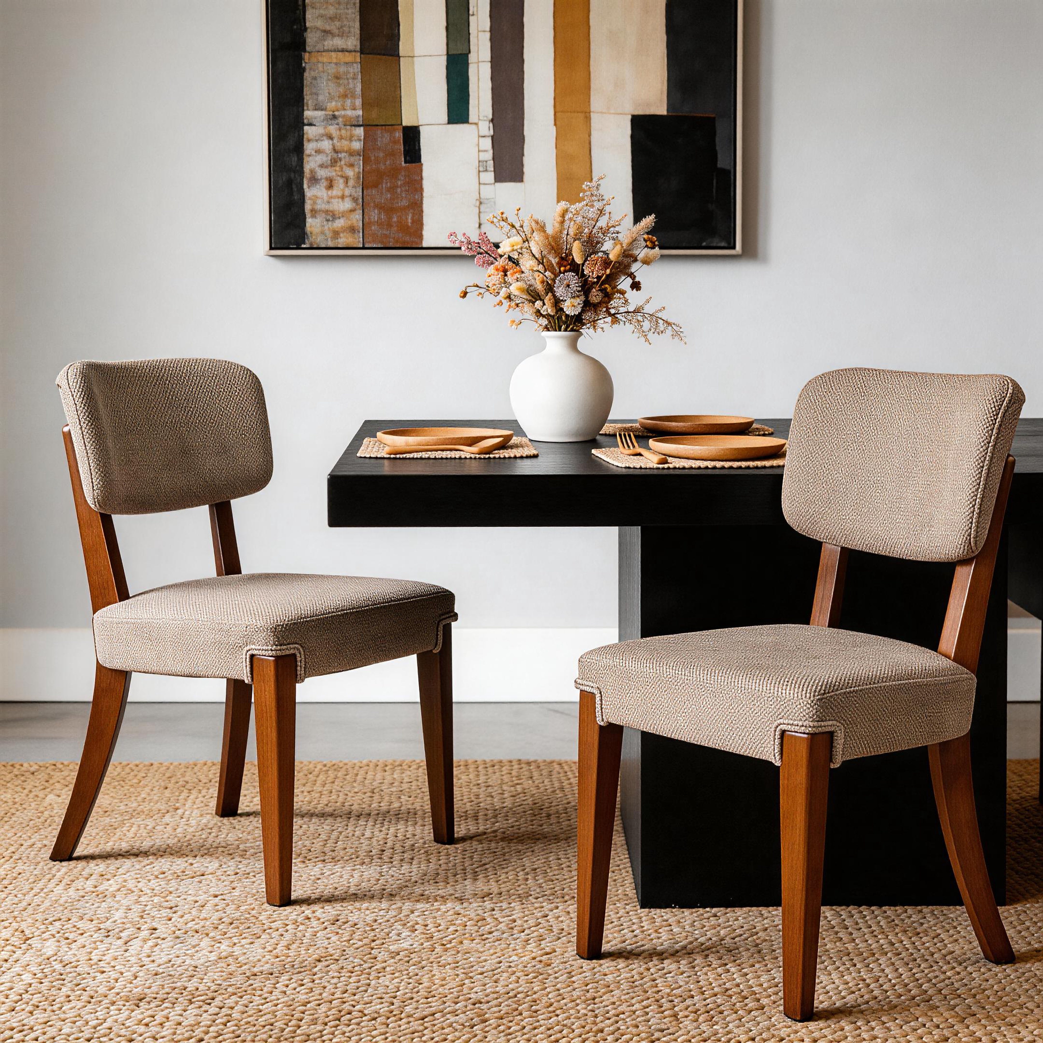 Modern Armless Dining Chairs Set Of 2, Brown, Contemporary Side Chairs With Wood Legs   Versatile Accent Chairs For Dini