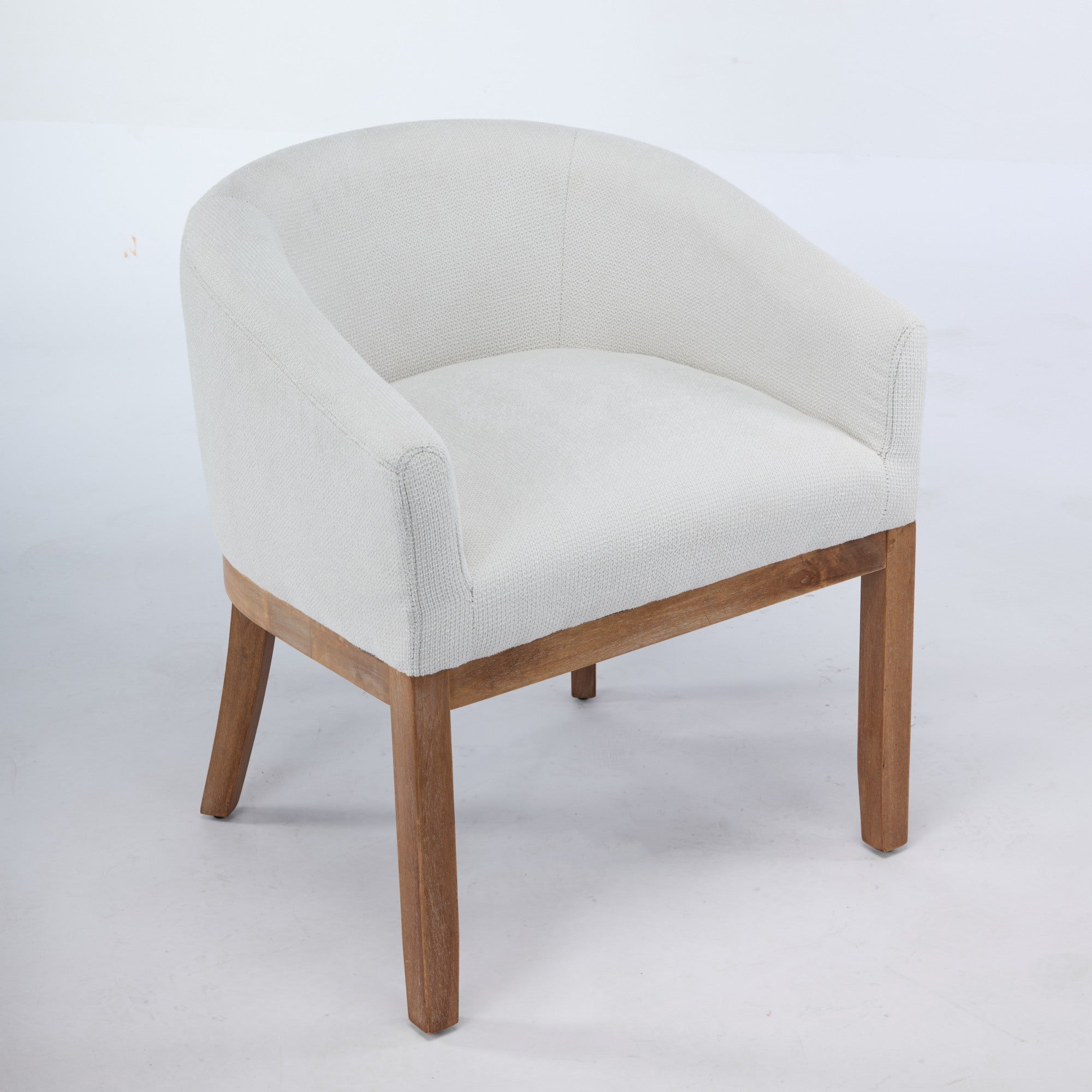 Mid Century Modern Upholstered Barrel Dining Chairs With Arms,Farmhouse Linen Kitchen & Dining Room Chairs With Natural