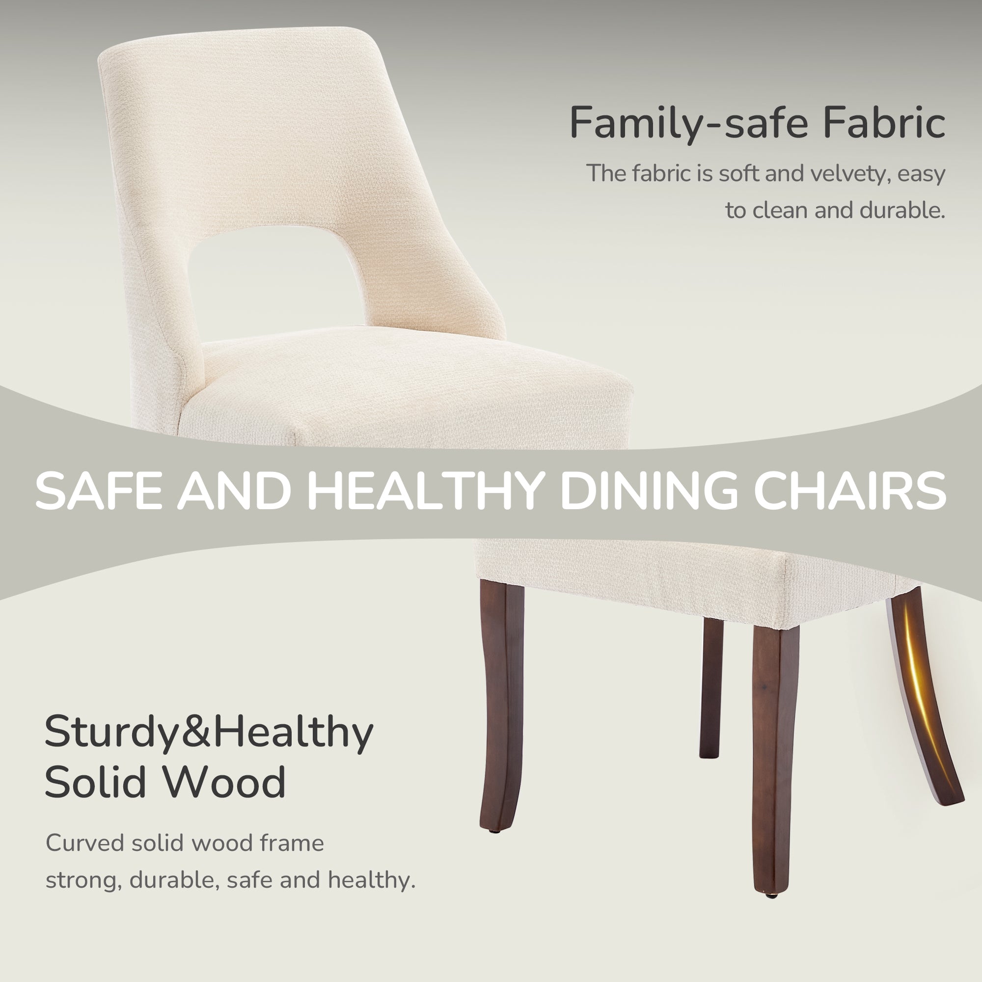 Dining Chair Set of 2,Upholstered Chenille Fabric Dining Chair Curved Solid Wood Legs, Elegant Tufted Club Dining Room K