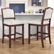Counter Height Bar Stools Set Of 2 - Rustic 2 Pack Bar Stools With Rubber Wood Frame, Ergonomic Backrest, Versatile For