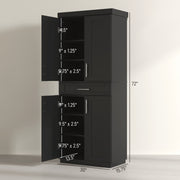 Modern Kitchen Pantry Freestanding Cabinet Cupboard with Doors and Drawer, Adjustable Shelving, Black