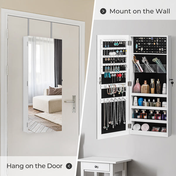 Full Mirror Wall Hanging, 4 Layers Of Storage, 3 Storage Boxes, Wooden Stickers