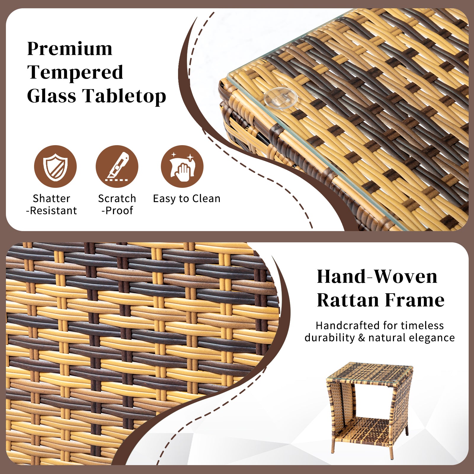 Outdoor Wicker Side Table Patio Side Tables for Outside