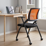 1 Pack Stackable Conference Room Chairs With Wheels,Folding Office Chair With Rebound Back,Padded Seat For Training Room