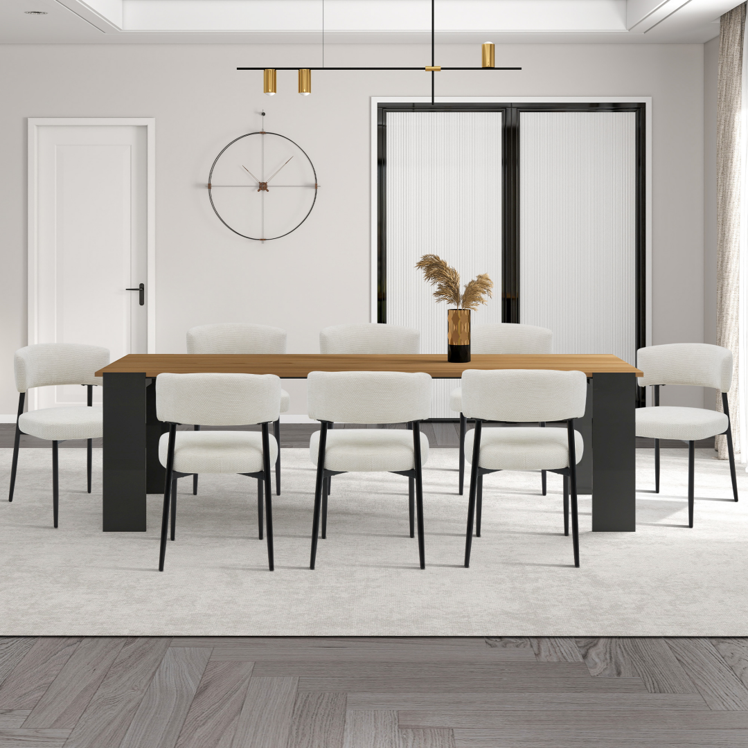 Modern Dining Chairs Set Of 4, Upholstered Dining Chairs With Curved Backrest,Sturdy Metal Frame