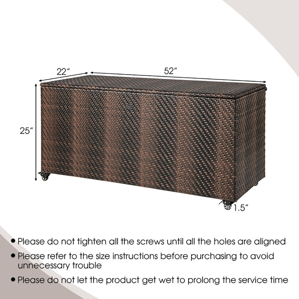 96 Gallon PE Wicker Outdoor Storage Box With 4 Wheels