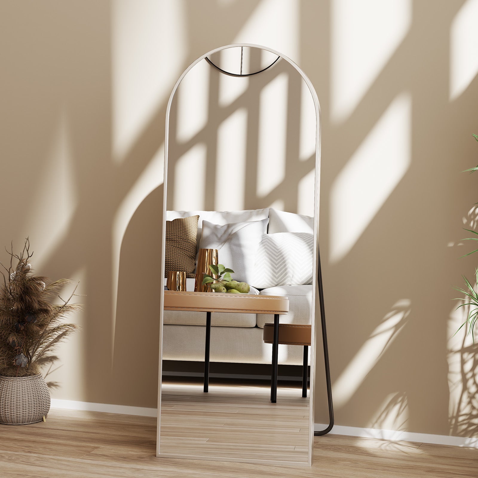 Arched Full Length Mirror, Full Body Standing Mirror, Hanging Or Leaning, For Home, Silver