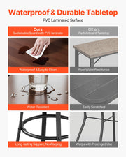 Outdoor Round Bar Table, 23.7 In Counter Bar Height Bistro Table, Patio Dining Tables With Easy-to-Clean Top & Sturdy Me