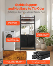 4 Tiers Laundry Sorter, Tall Laundry Hamper With Shelves And Hooks, 2 Section Freestanding Basket Organizer Storage With