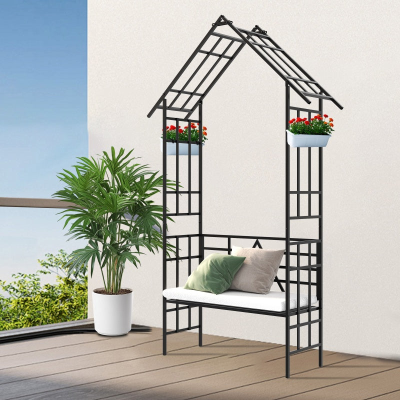 Metal Garden Arch, With Benches That Can Be Converted Into Flower Racks, Climbing Plants To Support Rose Arches, Outdoor