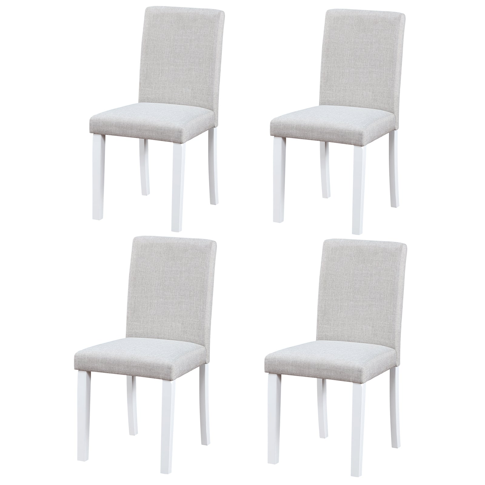 Dining Chairs Only, Dining Chairs set for 4, Kitchen Chair with Padded Seat, Side Chair for Dining Room, White & Gray