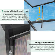 Newly Marketed Gain Height Windproofaluminum Greenhouse 10x12 FT Polycarbonate Greenhouse Raised Base And Anchor Aluminu