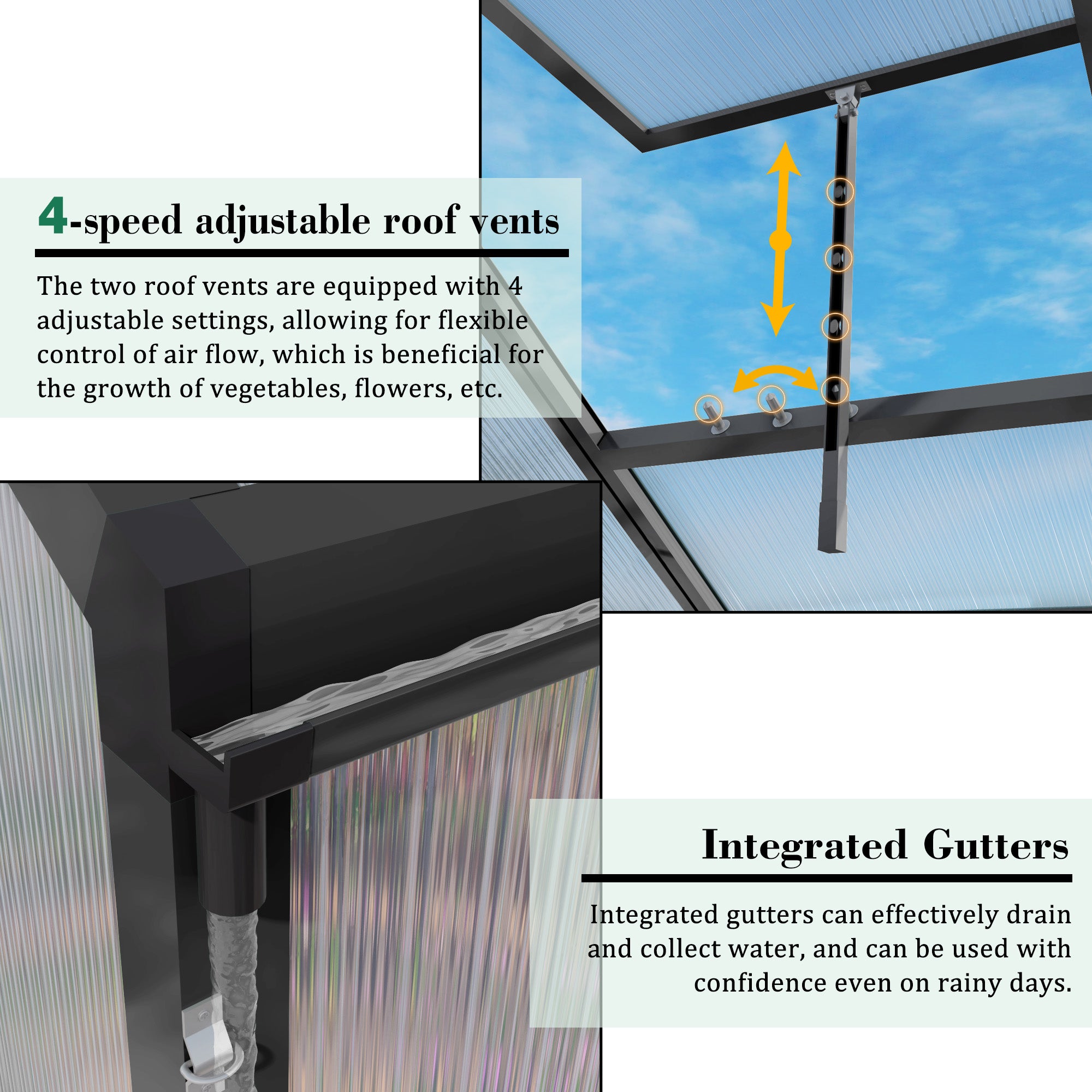 Newly Marketed Gain Height Windproofaluminum Greenhouse 10x12 FT Polycarbonate Greenhouse Raised Base And Anchor Aluminu