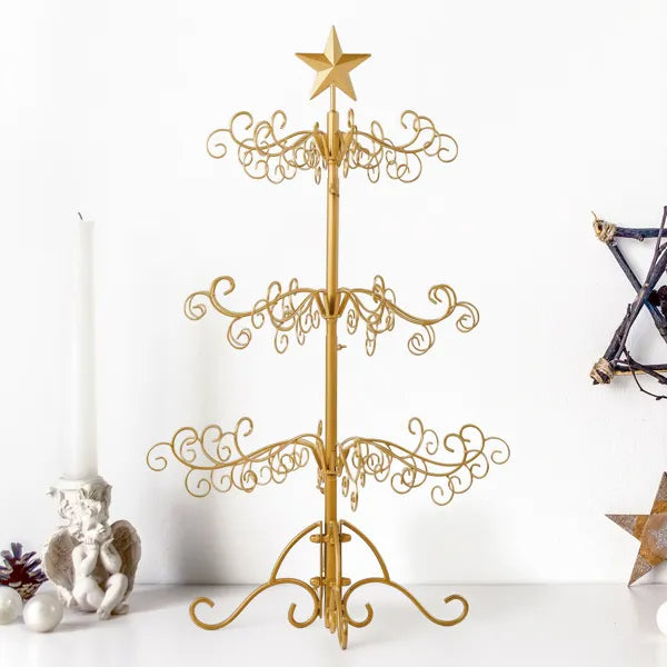 3ft Wrought Iron Christmas Tree, Metal Ornament Display Tree Stand For For Holiday Party Home Decor, Indoor & Outdoor De