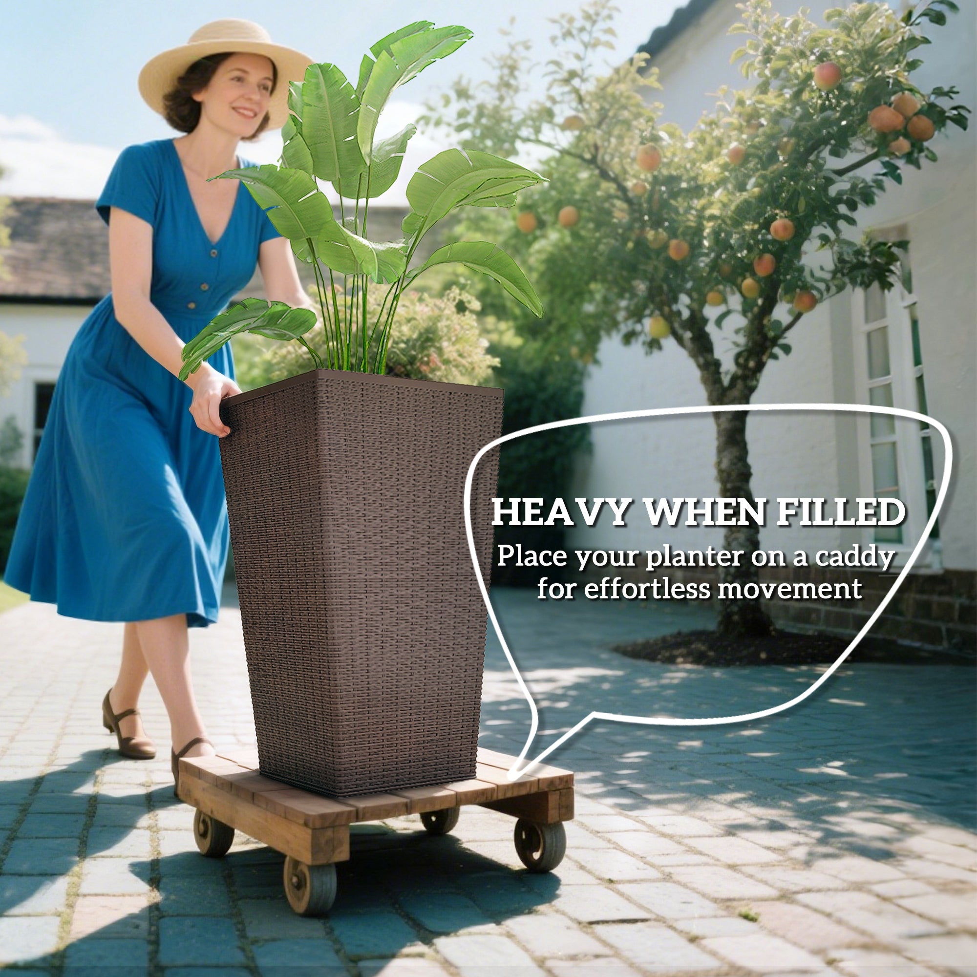 Set of 3 Tall Planters with Drainage Hole, 24" Outdoor Flower Plant Pots, Indoor Planters for Porch, Front Door, Entrywa