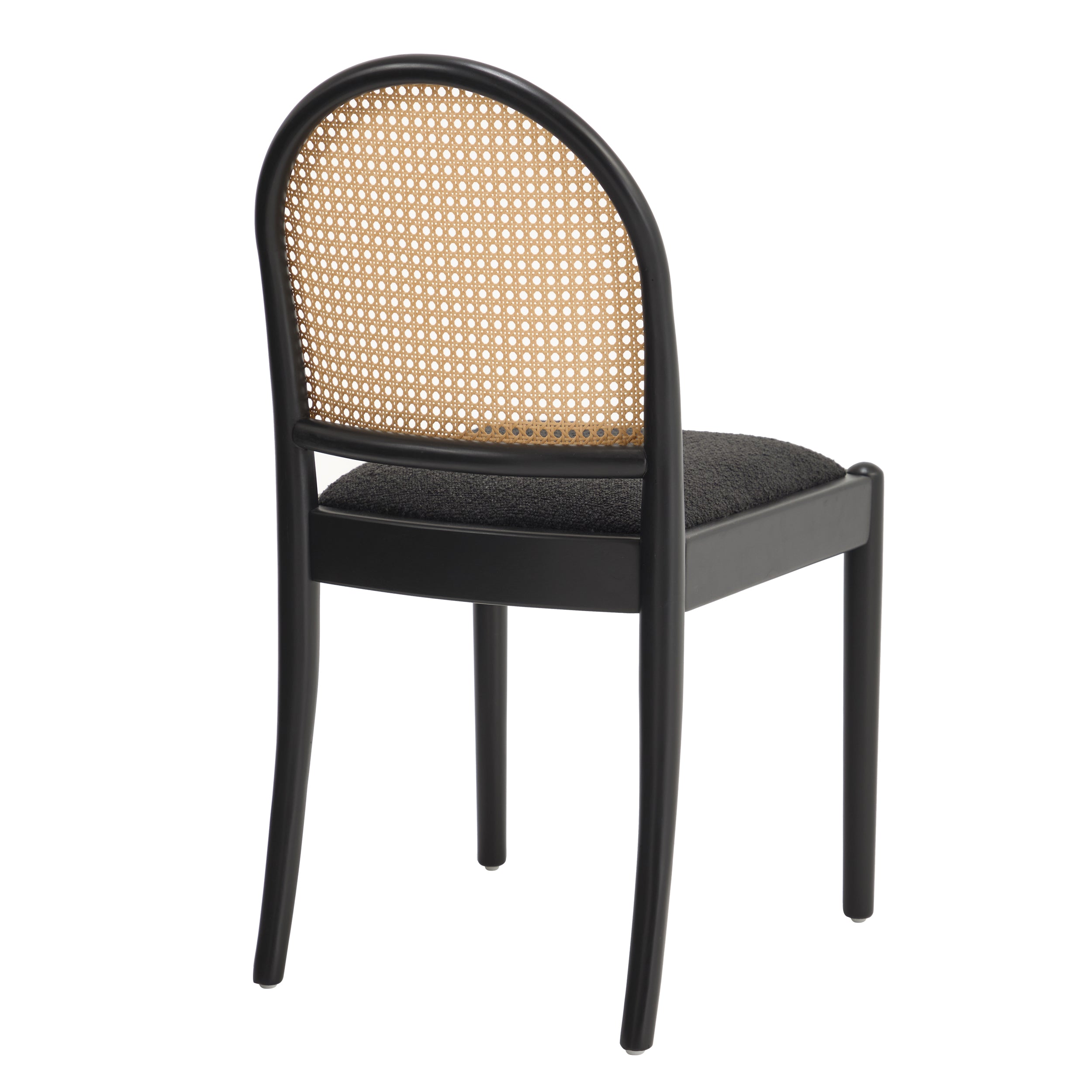 Rattan Dining Chairs Set of 2, Upholstered Linen Dining Room Chairs with Backrests, Modern Kitchen Chairs with Wood Legs