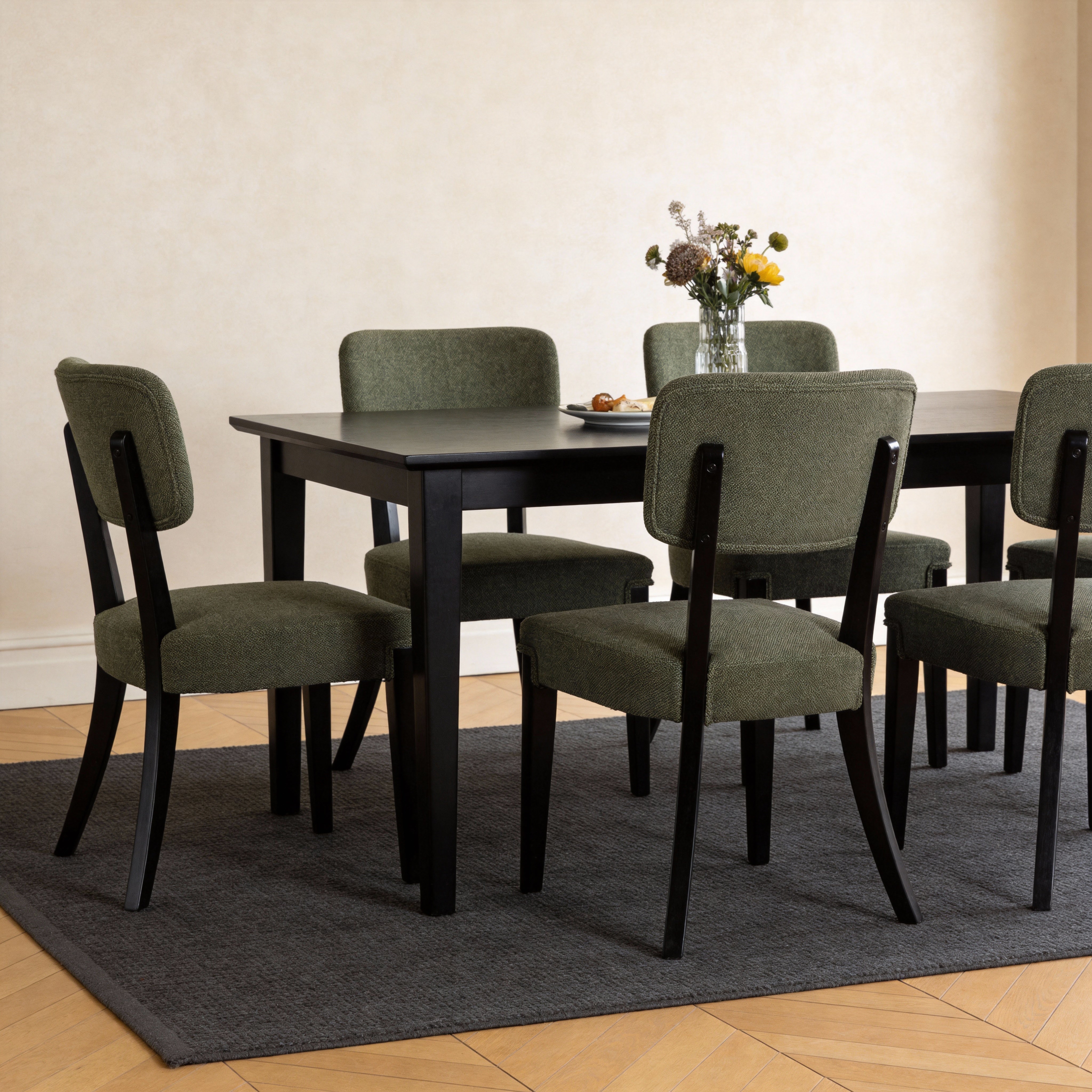 Modern Armless Dining Chairs Set Of 2, Green, Contemporary Side Chairs With Wood Legs   Versatile Accent Chairs For Dini