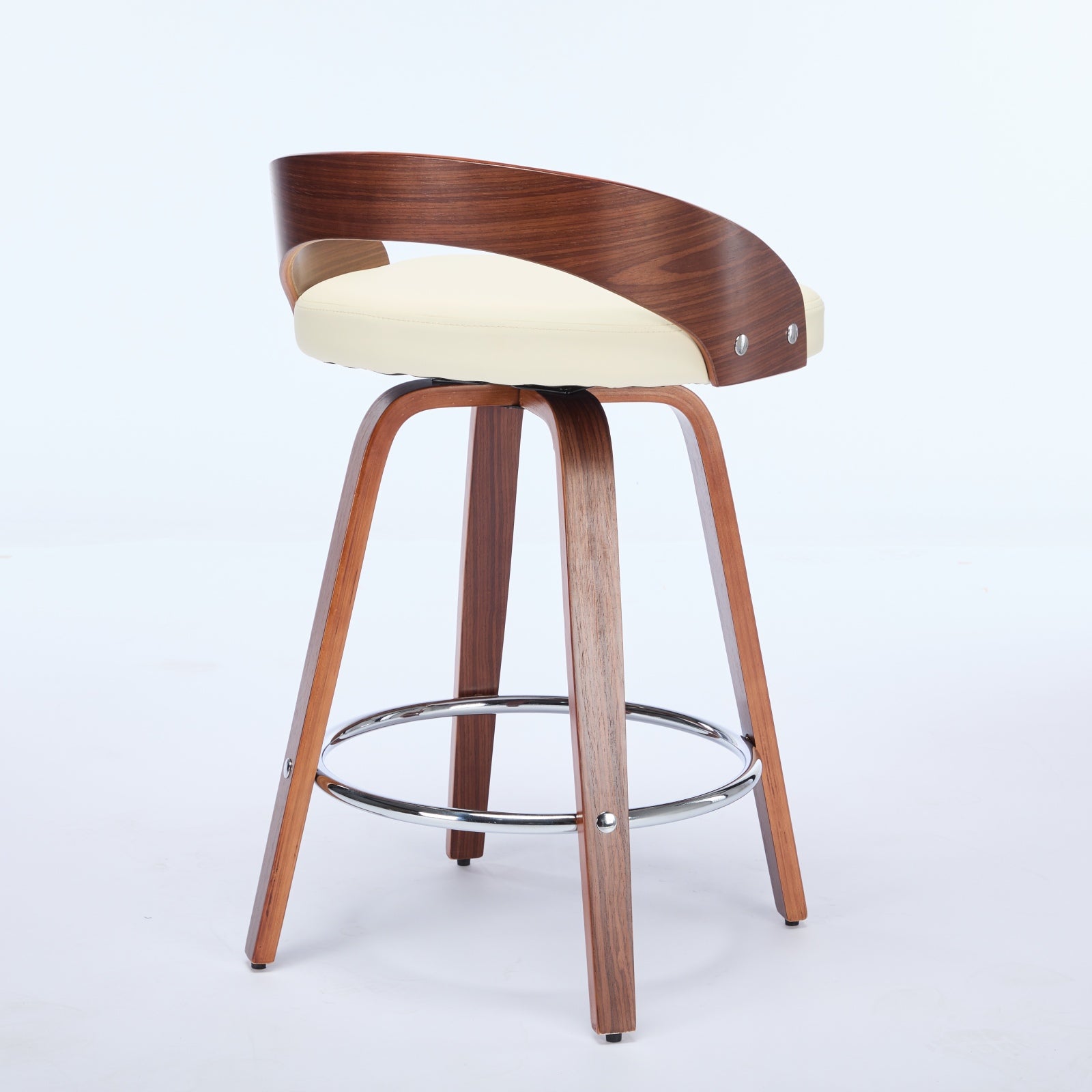 Bar Stools Set Of 2, Swivel Bar Height Stools With Low Back, Wood Bar Chairs With Soft Cushion Seat, 25-Inch Seat Height