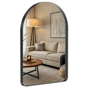 Arched Wall Mirror For Bathroom Over Sink, Arched Rounded Rectangle, Modern Vanity Mirror With Matte Metal Deep Frame, F