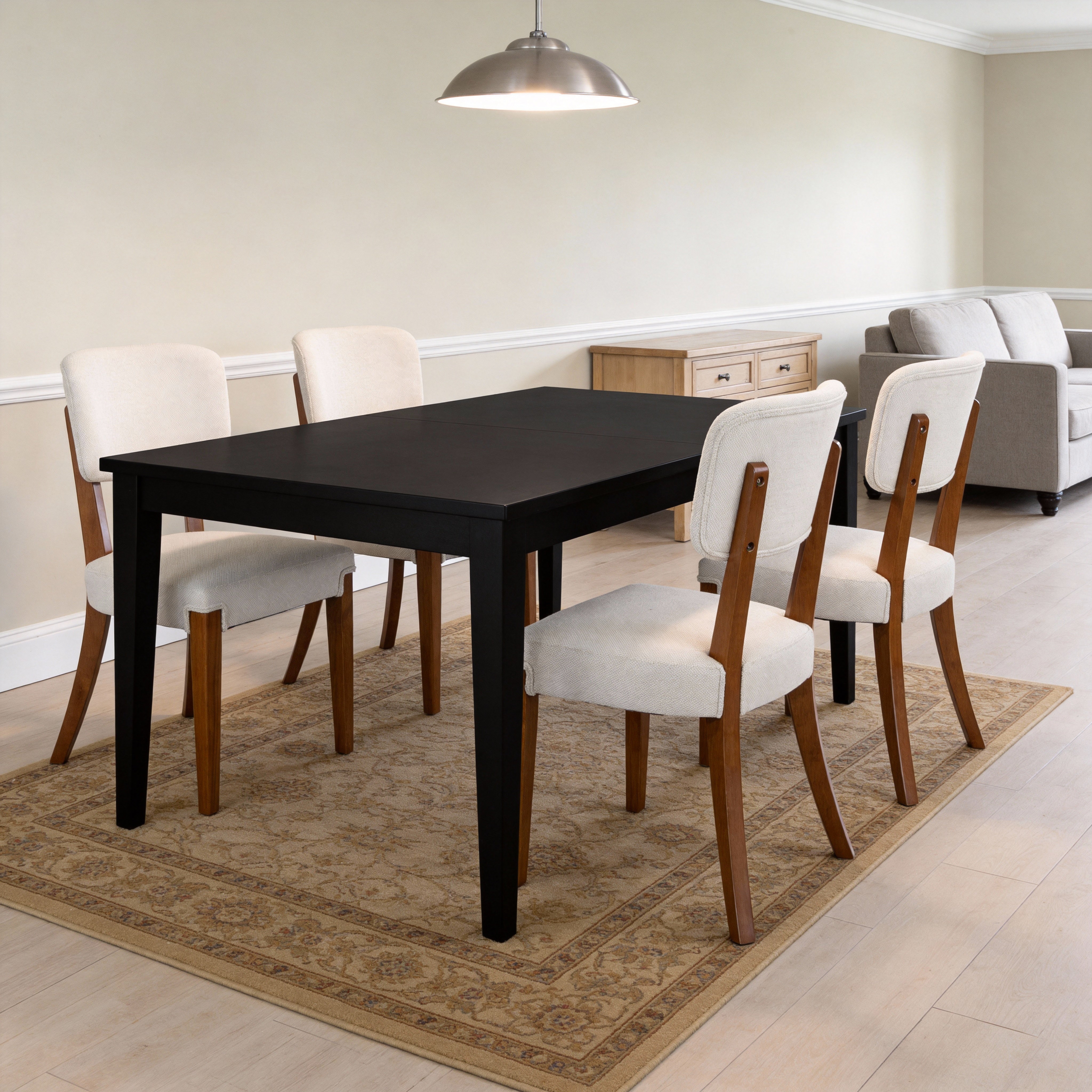 Modern Armless Dining Chairs Set Of 2, Beige, Contemporary Side Chairs With Wood Legs   Versatile Accent Chairs For Dini