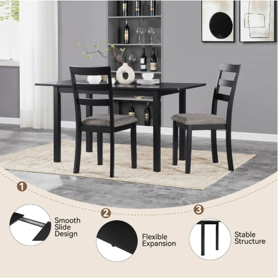 59 Extendable Dining Table, Modern House Dining Room Table For 4-8, Wooden Kitchen Table , Dining Room, Working Office,