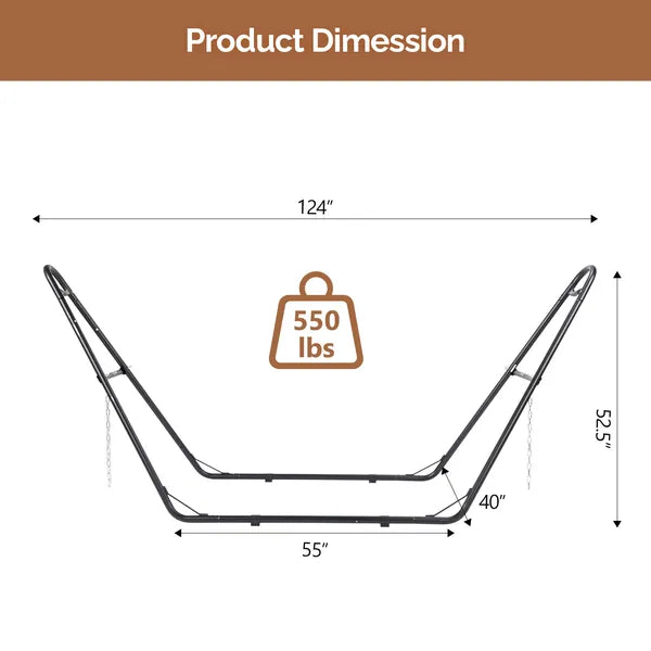 Double-Barrel Hammock Stand Only, Heavy Duty Iron Hammock Frame For All Hammocks, Easy Assembly Hammock Hanging Stand Fo