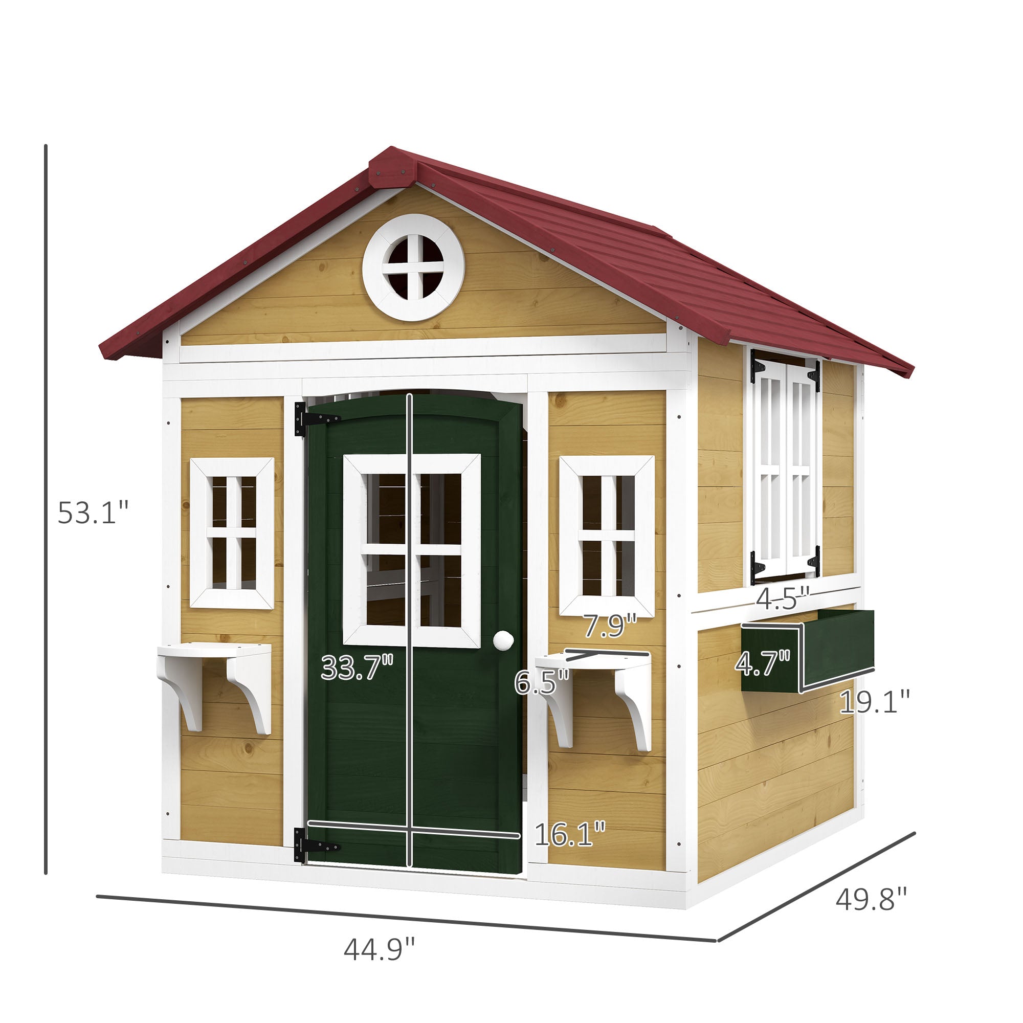 Wooden Playhouse for Kids Outdoor with Doors