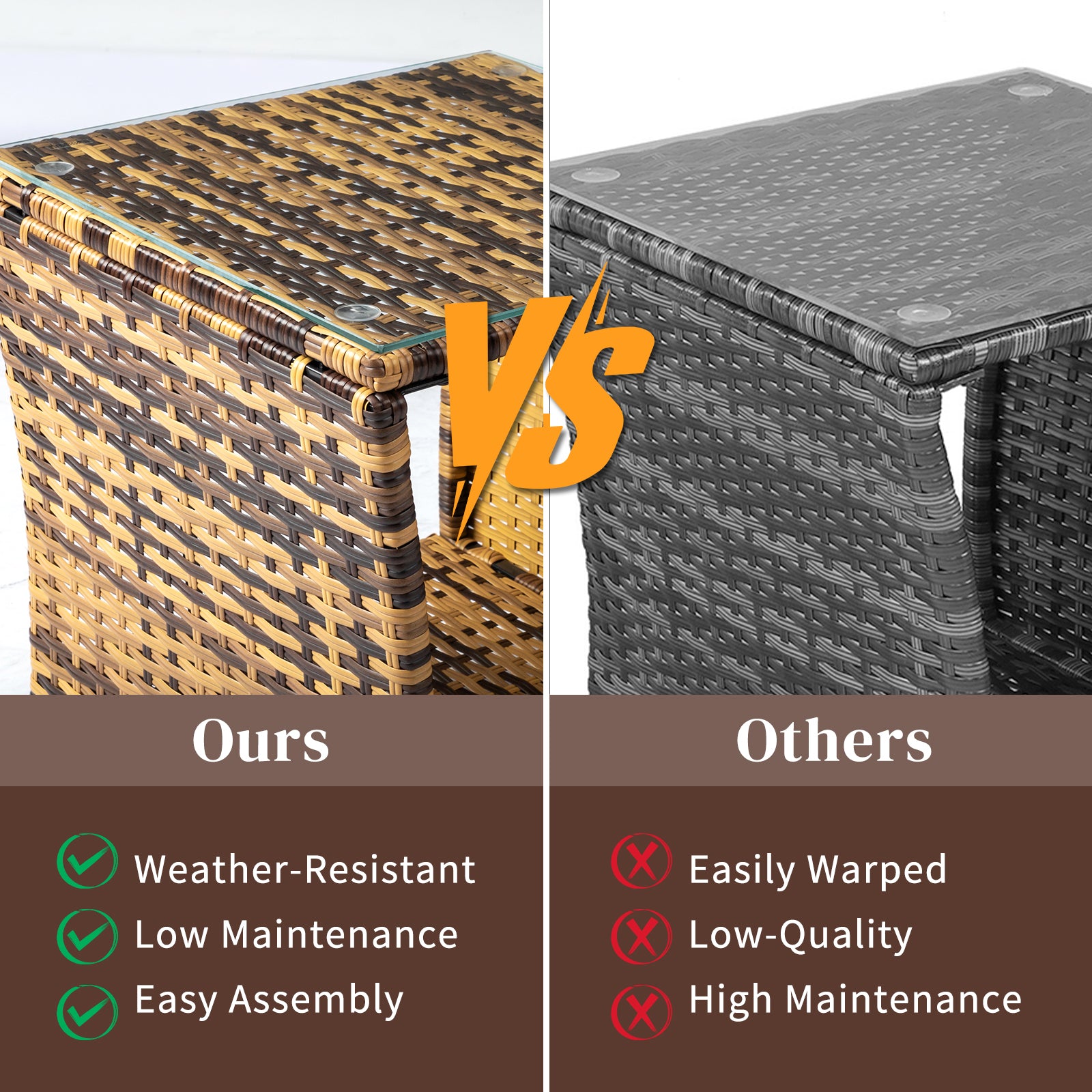 Outdoor Wicker Side Table Patio Side Tables for Outside