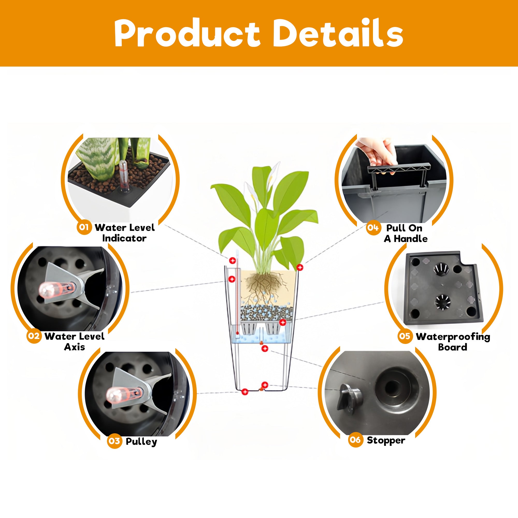 Set Of 2 Faux Rattan Tall Planters Outdoor Indoor Large Planters With Water Level Monitor Inner Bucket, Automatic Wateri