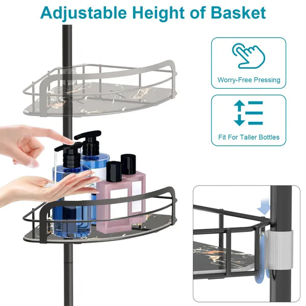 Rust-Resistant Corner Shower Caddy for Bathroom 4 Height