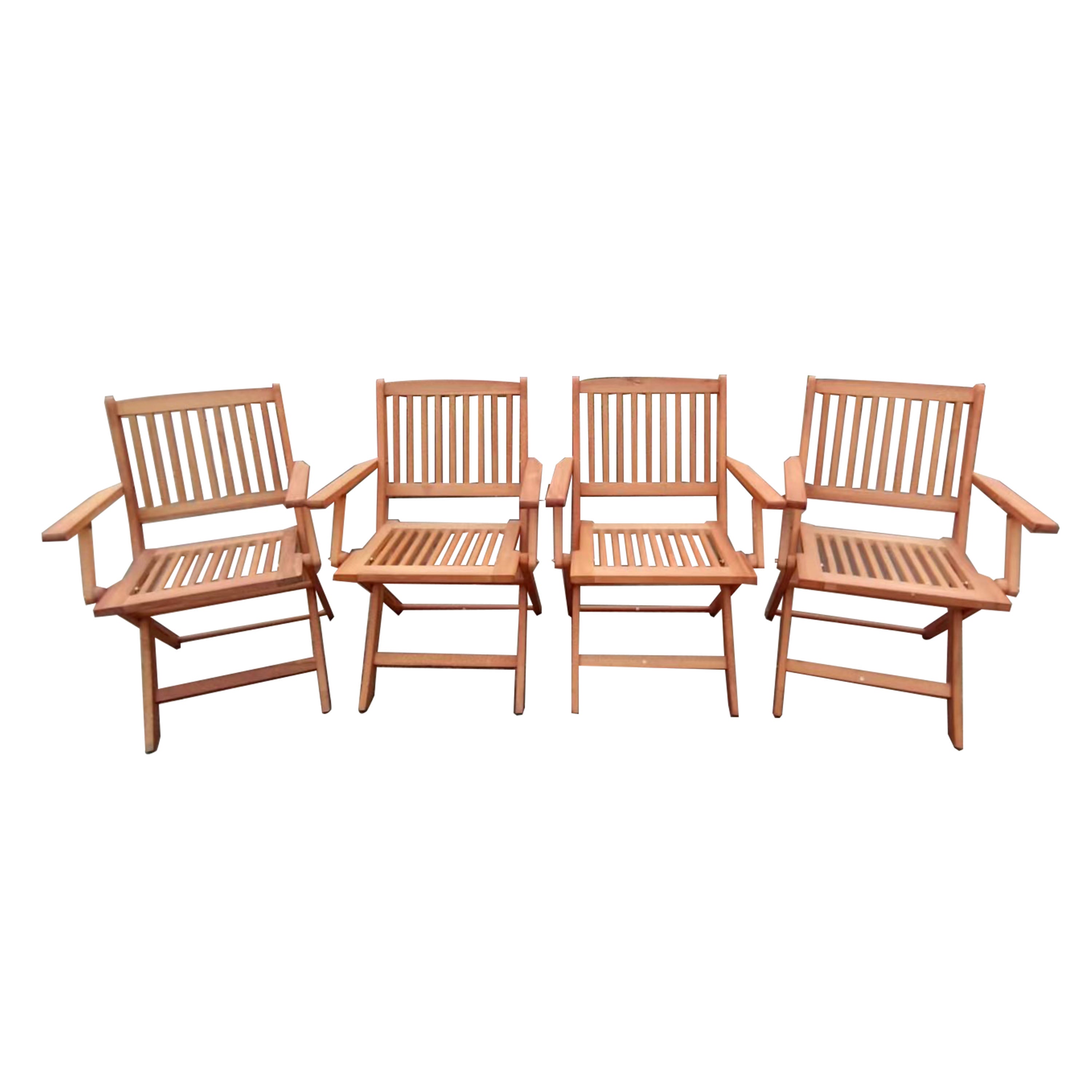 Foldable Patio Dining Set, 4 Folding Chairs, Indoor And Outdoor Universal, Teak