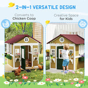 Wooden Playhouse for Kids Outdoor with Doors
