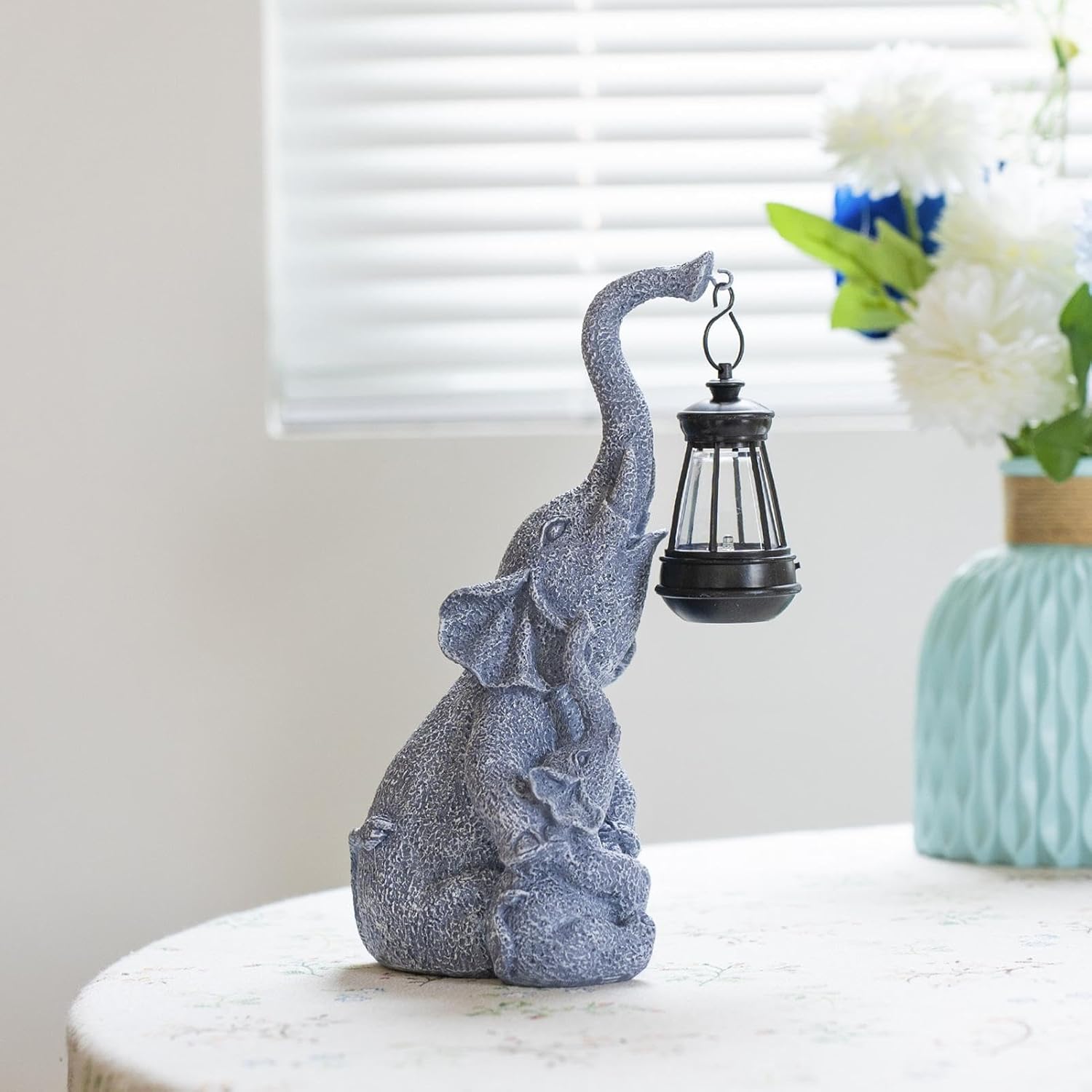 Elephant Solar Light, Solar Elephant Figurine Light, Front Porch Decor, Solar Elephant Statue, Indoor Outdoor Solar Ligh