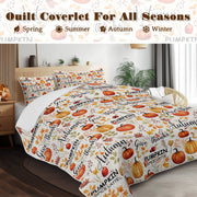 3pcs Pumpkin Autumn Leaves Design Quilt Set All Seasons Bedding Quilt Bed Set With 2 Pillowcases For Kids Teens Adults B