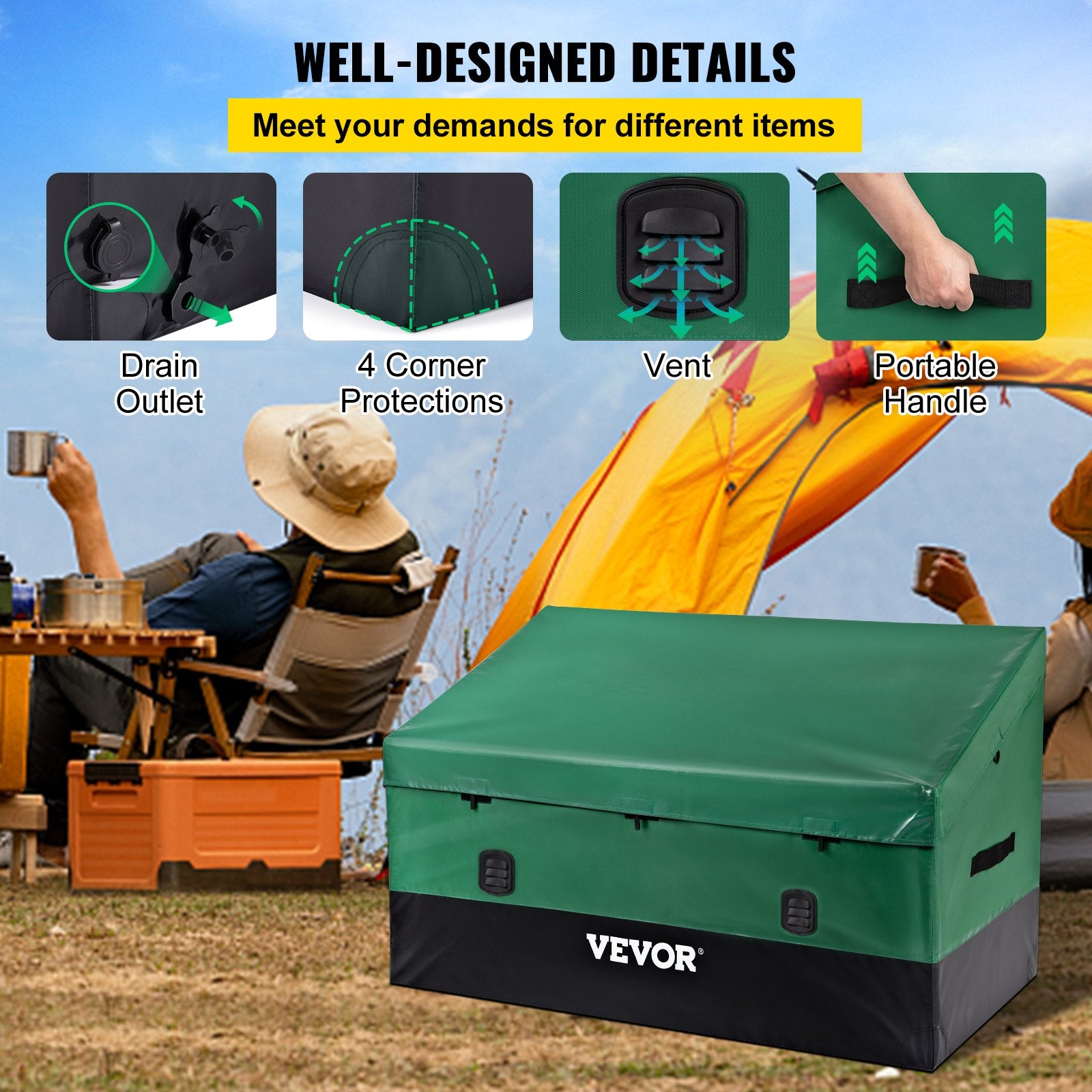 Outdoor Storage Box Patio Deck Box 230 Gallon Waterproof PE Tarpaulin