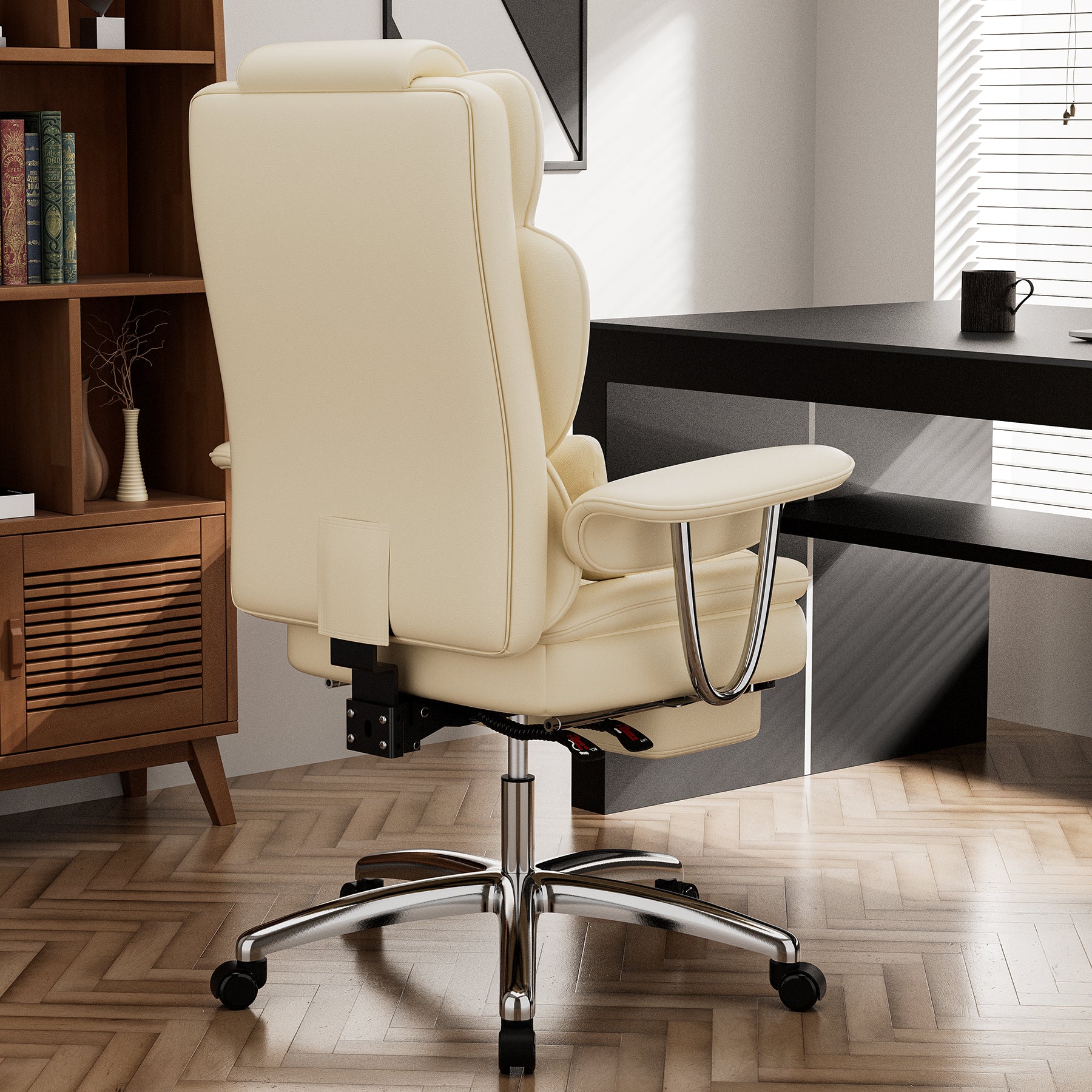 Office Chair, Big And Tall Executive Office Chair With Footrest, Leather Computer Chair, Ergonomic Reclining Chair High