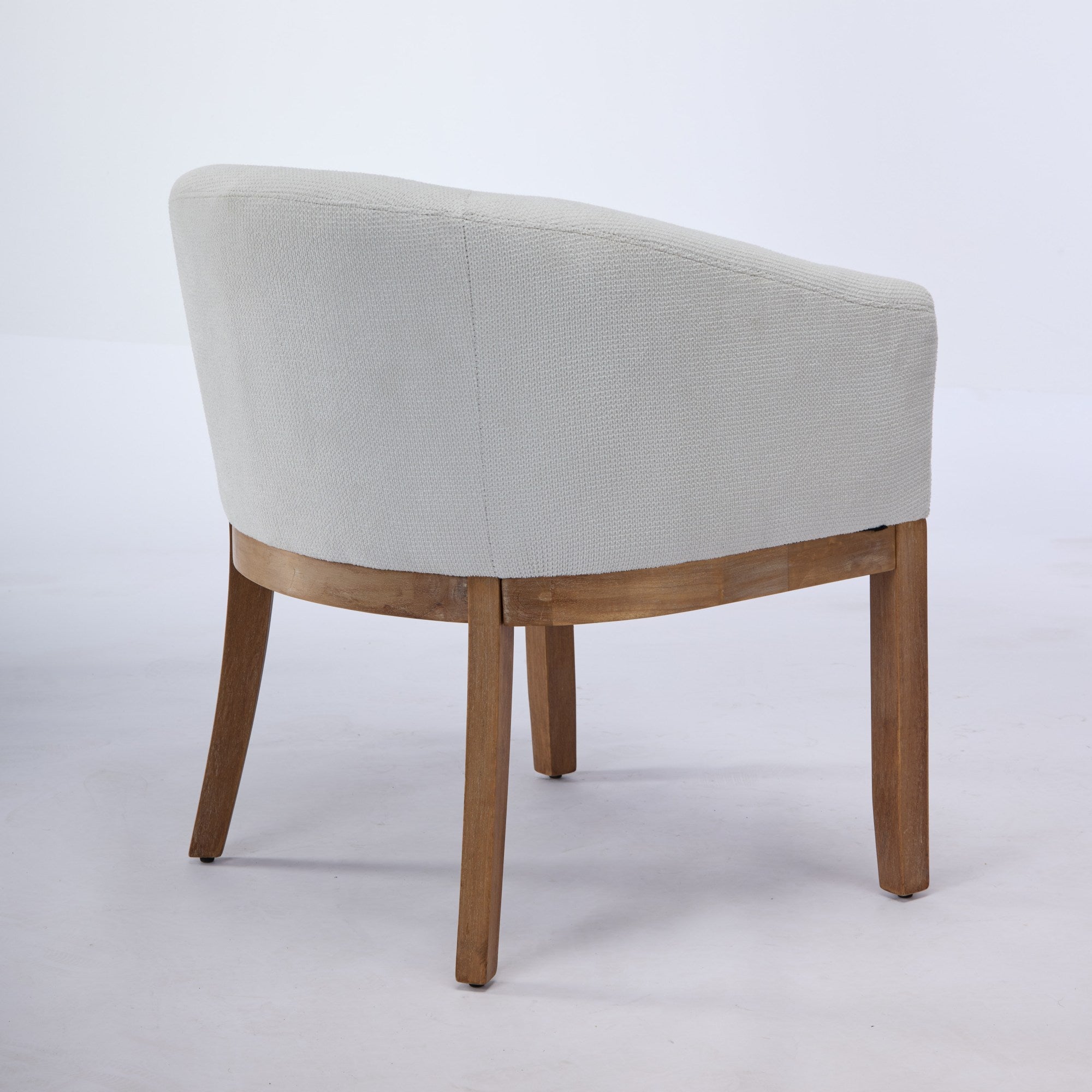 Mid Century Modern Upholstered Barrel Dining Chairs With Arms,Farmhouse Linen Kitchen & Dining Room Chairs With Natural