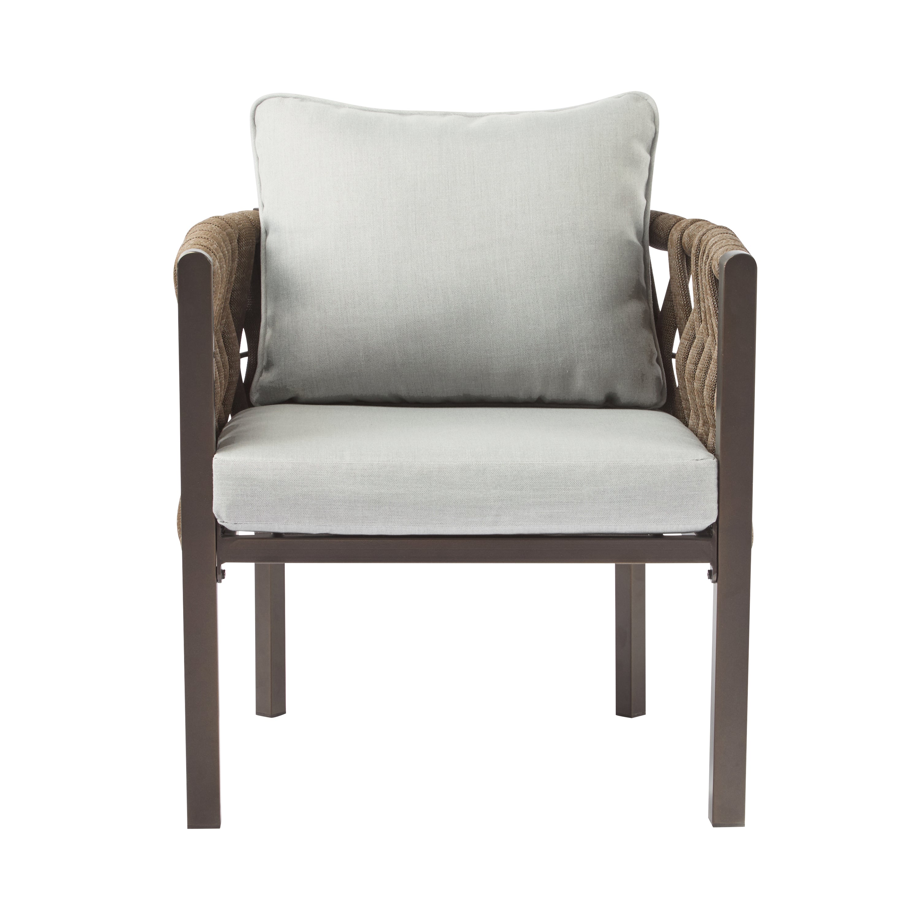 2-Pieces Outdoor Metal Patio Club Chair, Patio Furniture Arm Chair With Cushion, Modern Outdoor Furniture Deep Seating F