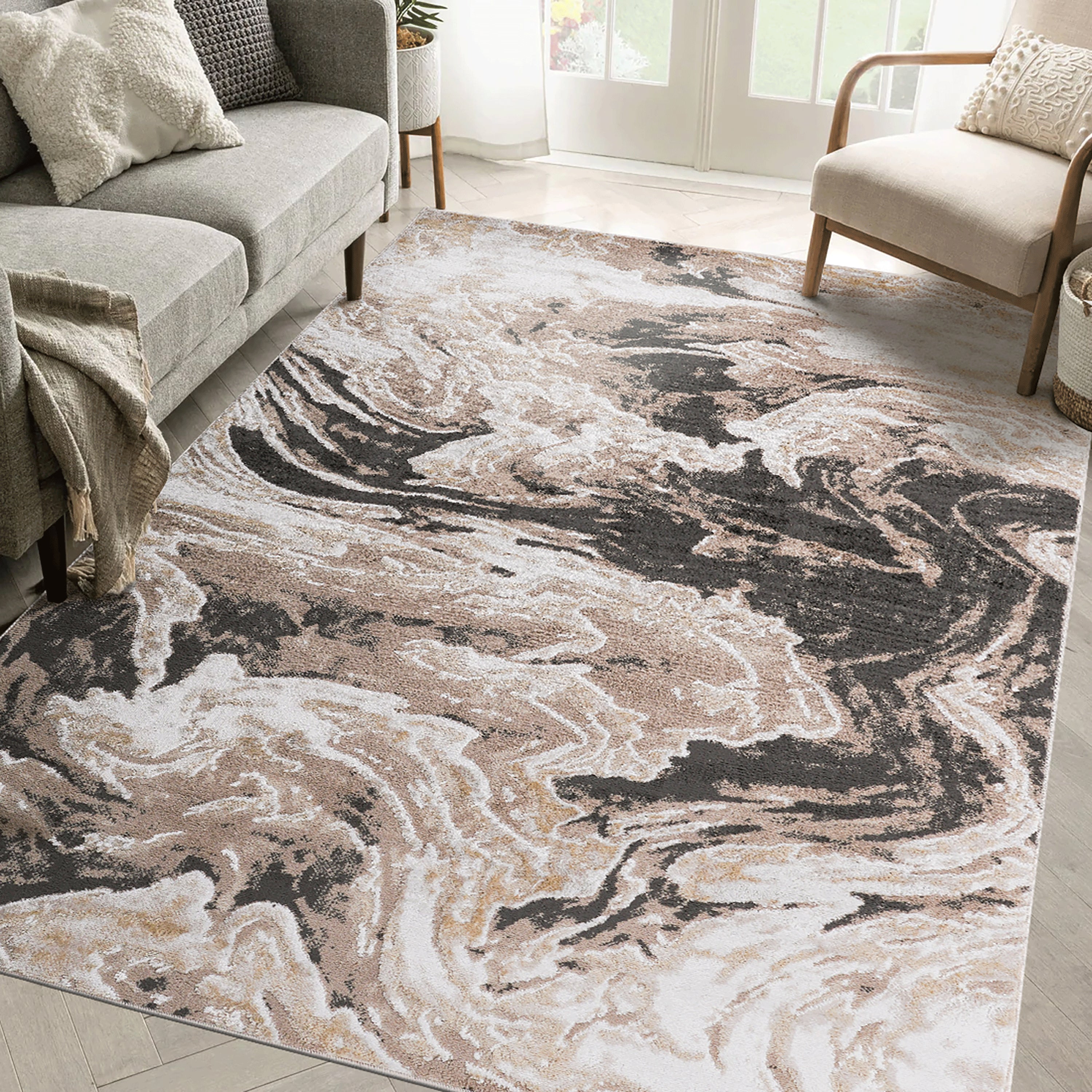 PAYAS  6X9 L.Brown  Abstract Area Rug