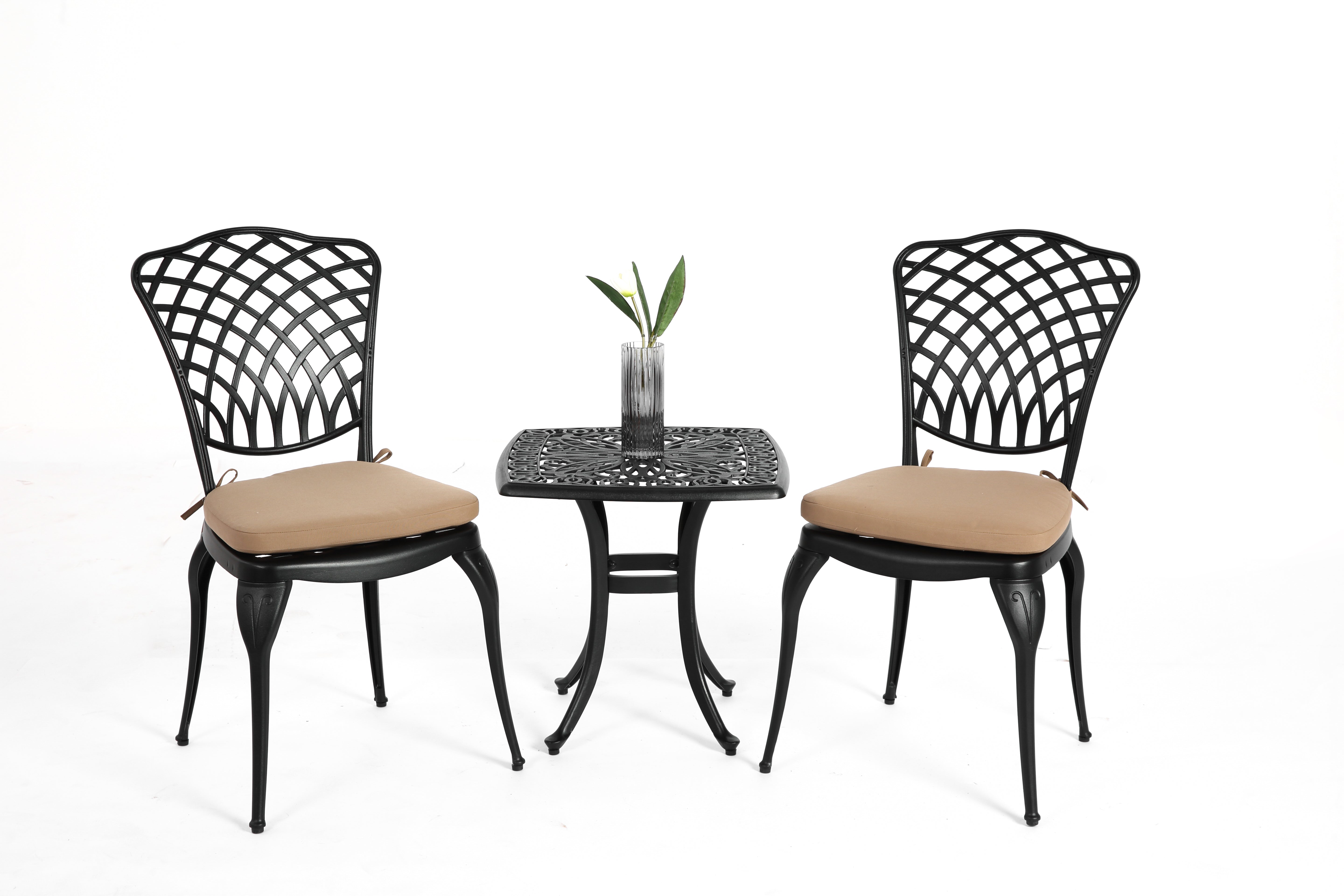 Bistro Set 3 Piece Rustproof Cast Aluminum Patio Furniture Sets 2 Chairs And 1 Round Table Outdoor, Garden, Patio, Balco