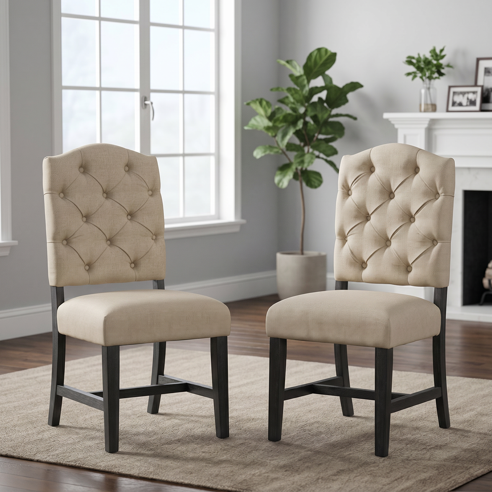 TREXM Retro Style Dining Chair Set With 2 Upholstered Chairs For Dining Room And Living Room  Espresso