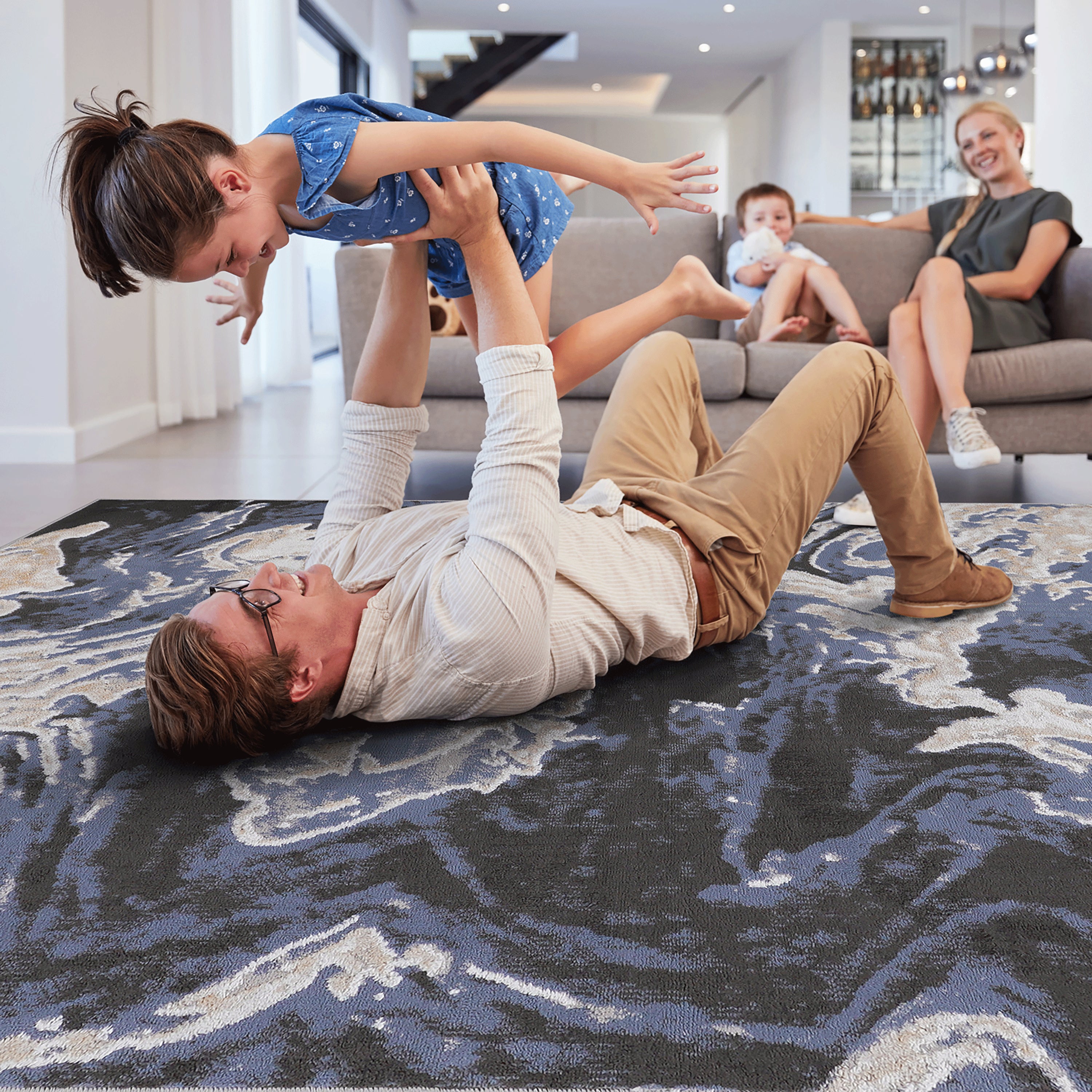 PAYAS  5X7 L.Blue  Abstract Area Rug