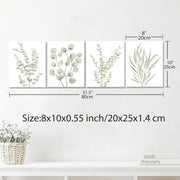 4PCS 8X10in,Botanical Plant Canvas Wall Art, Framed Boho Wall Decor For Bathroom, Minimalist Aesthetic Bedroom Wall Art